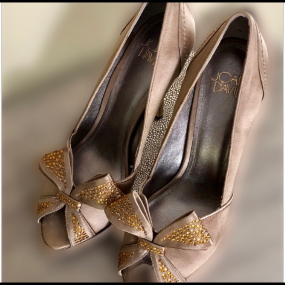 Joan & David Satin Platform Pump Champagne Color